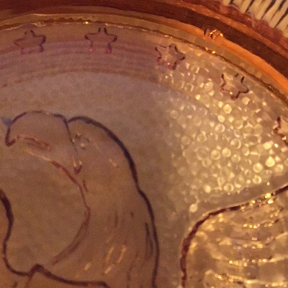 Vintage PAIRPOINT Amber Glass Cup Plate American Eagle Hexagon Scallop Edges - Picture 8 of 9